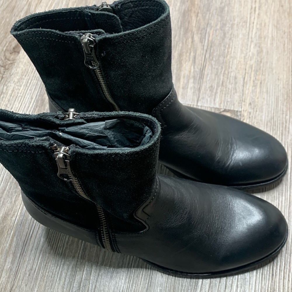 H by Halston Black Suede/Leather Zip Up Bootie NWT EU Size 39